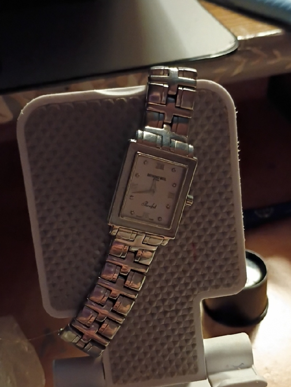 Raymond Weil Silver Rectangular Ladies Watch with Linked Bracelet